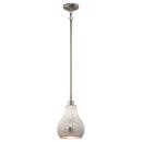 100W 1-Light Medium Base Incandescent Mini Pendant with White Linen Glass in Brushed Nickel