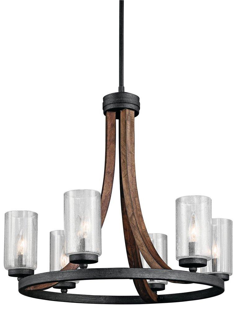 Kichler Lighting Auburn Stained 60W 6-Light Candelabra Base Incandescent Chandelier 