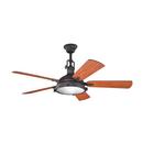 5-Blade Double Rough-In Ceiling Fan with Light Kit in Distressed Black