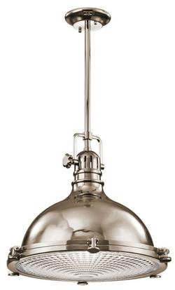 150W 1-Light Pendant in Polished Nickel