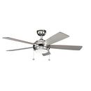 Kichler Lighting Polished Nickel 52 in. 75W 5-Blade Ceiling Fan with Light Kit 