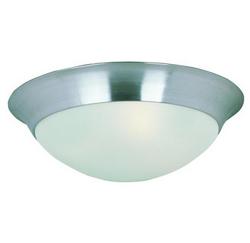 14 in. 60W 2-Light Medium E-26 Incandescent Flush Mount Ceiling Fixture in Satin Nickel