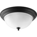Progress Lighting Forged Black 15-1/4 x 6-5/8 in. 60 W 3-Light Medium Flush Mount Ceiling Fixture with Alabaster Glass 