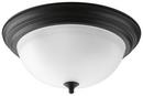 15-1/4 x 6-5/8 in. 60 W 3-Light Medium Flush Mount Ceiling Fixture with Alabaster Glass in Forged Black