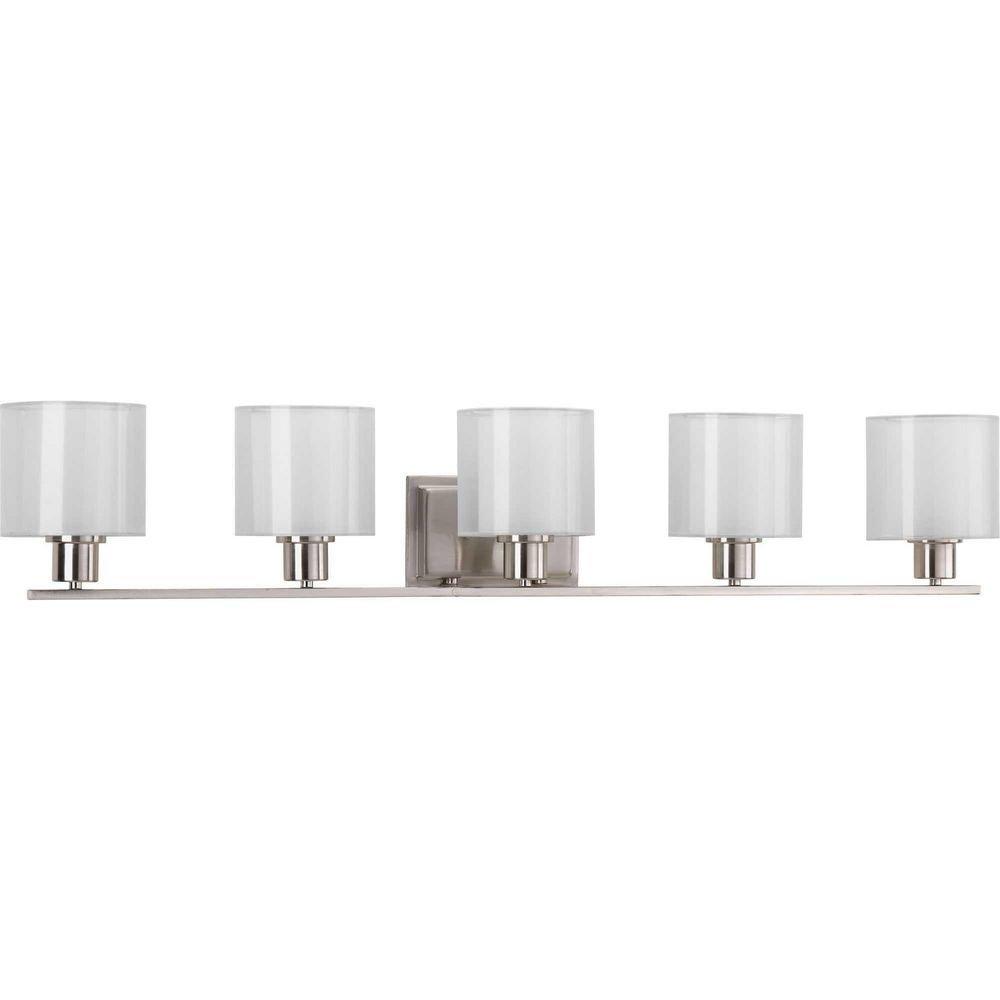 Progress Lighting Brushed Nickel 41-1/2 in. 100W 5-Light Bath Light 