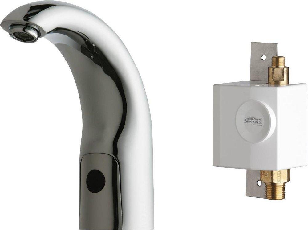 Chicago Faucets Polished Chrome 1.5 gpm 1 Hole Deck Mount Electronic Contemporary Sink Faucet (Less Handle) 