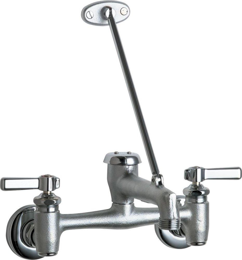 Chicago Faucets Rough Chrome Plated Two Lever Handle Wall Mount Service Faucet 
