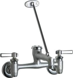 Two Lever Handle Wall Mount Service Faucet in Rough Chrome