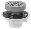 Zurn Hub PVC White Floor Drain with 6-1/16 in. Round Cast Iron Grate and 1/2 in. Trap Primer Connection 