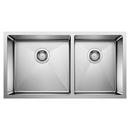 33 x 18 in. No Hole Stainless Steel Double Bowl Undermount Kitchen Sink in Satin