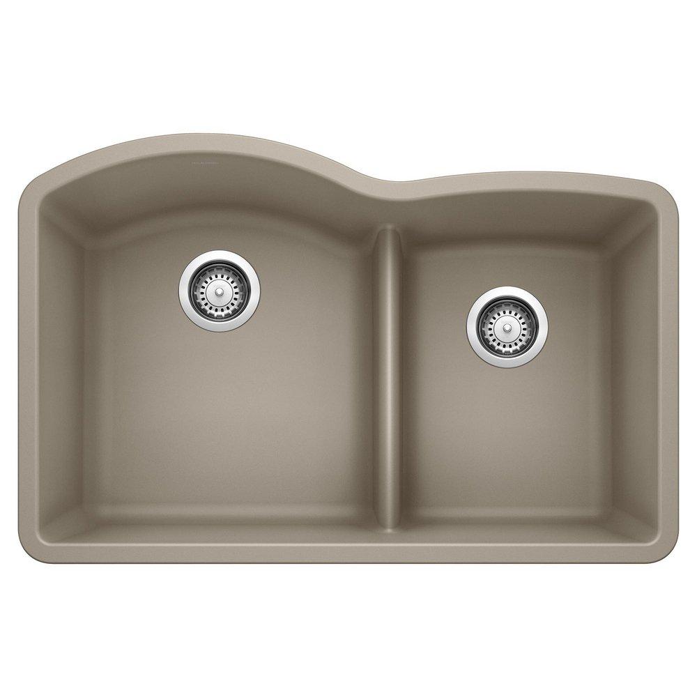 BLANCO Truffle 32 x 20-7/8 in. No Hole Composite Double Bowl Undermount Kitchen Sink 