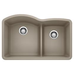32 in. Undermount Silgranit Double Bowl Kitchen Sink in Truffle