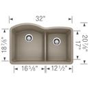 BLANCO Truffle 32 x 20-7/8 in. No Hole Composite Double Bowl Undermount Kitchen Sink 