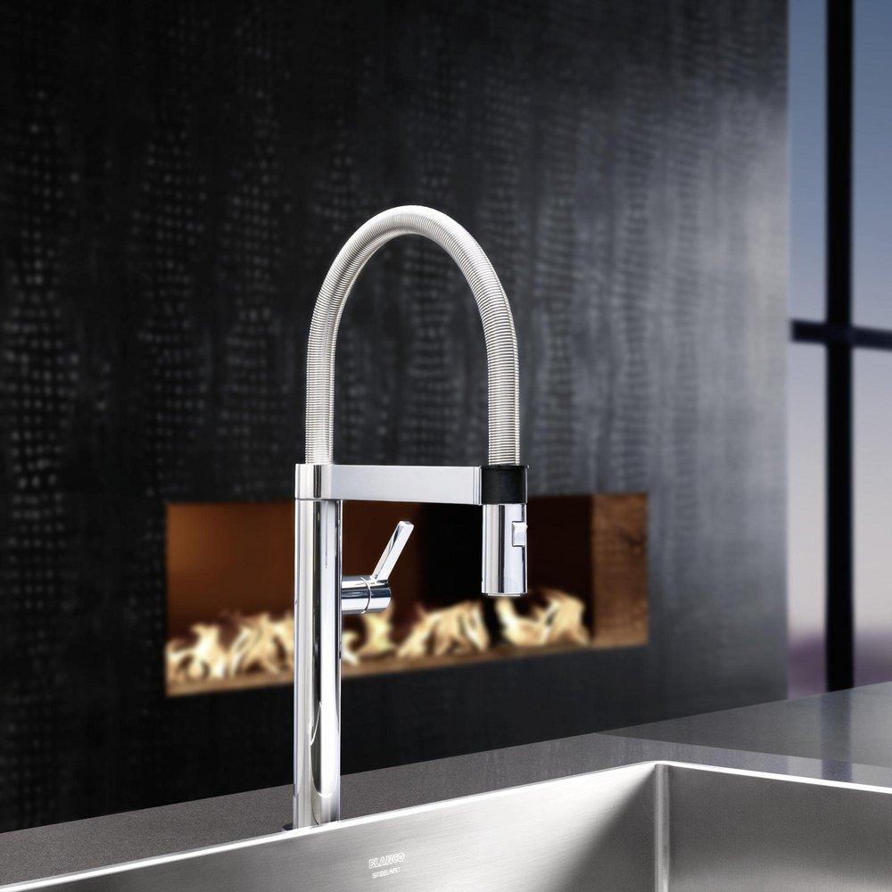 BLANCO Chrome Single Handle Pull Down Kitchen Faucet 