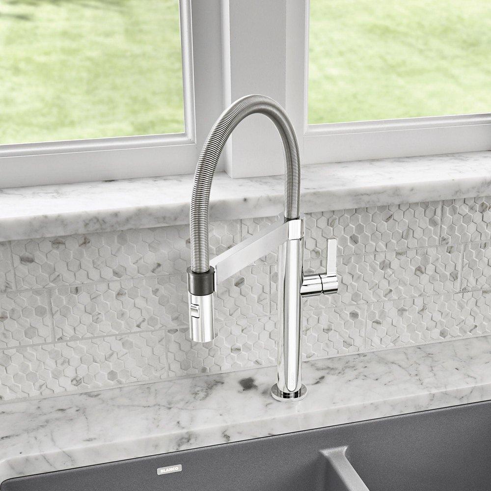 BLANCO Chrome Single Handle Pull Down Kitchen Faucet 