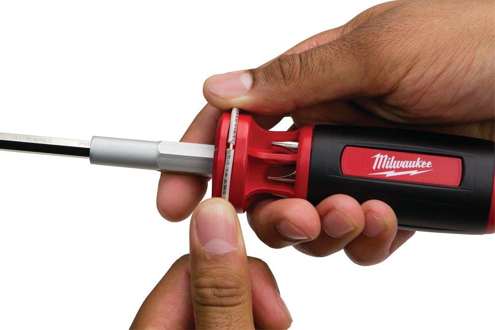 Milwaukee&reg; Red Manual Multi-Bit 10 Piece Screwdriver 