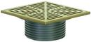 4 in. No Hub Ductile Iron Floor Drain Fixture with 7 in. Square Nickel Bronze Grate and Ring and Strainer