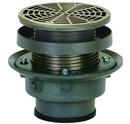 2 in. Push Joint Cast Iron Floor Drain Assembly with 6-1/2 in. Round Nickel Bronze Grate and Ring and Strainer