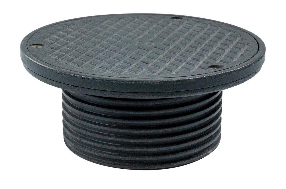 Sioux Chief No Hub Ductile Iron Cleanout Fixture with 6-1/2 in. Round Ring and Cover 