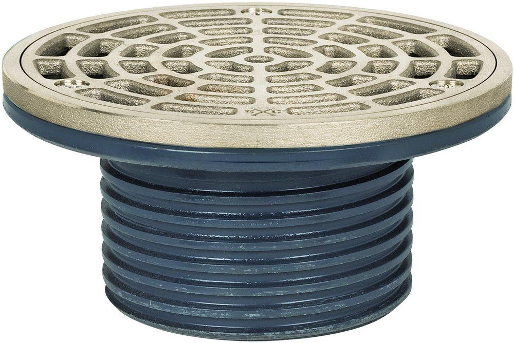 Sioux Chief No Hub Floor Drain Fixture with 5-1/2 in. Round Nickel Bronze Grate and Ring and Strainer 