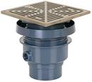 3 x 4 in. Hub PVC Floor Drain Assembly with 7 in. Square Nickel Bronze Grate and Ring and Strainer
