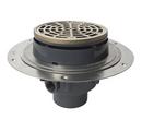 3 in. No Hub PVC Shower Drain with 5-7/8 in. Square 301 Stainless Steel Ring and Strainer