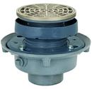 3 in. No Hub Cast Iron Floor Drain Assembly with 5-1/2 in. Round Nickel Bronze Grate and Ring and Strainer