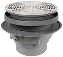 6 in. No Hub Ductile Iron Floor Drain Assembly with 9 in. Round 304 Stainless Steel Grate and Ring and Strainer