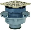3 in. Push Joint Cast Iron Floor Drain Assembly with 5-7/8 in. Square Nickel Bronze Grate and Ring and Strainer