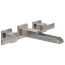 Two Handle Wall Mount Widespread Bathroom Sink Faucet in Stainless