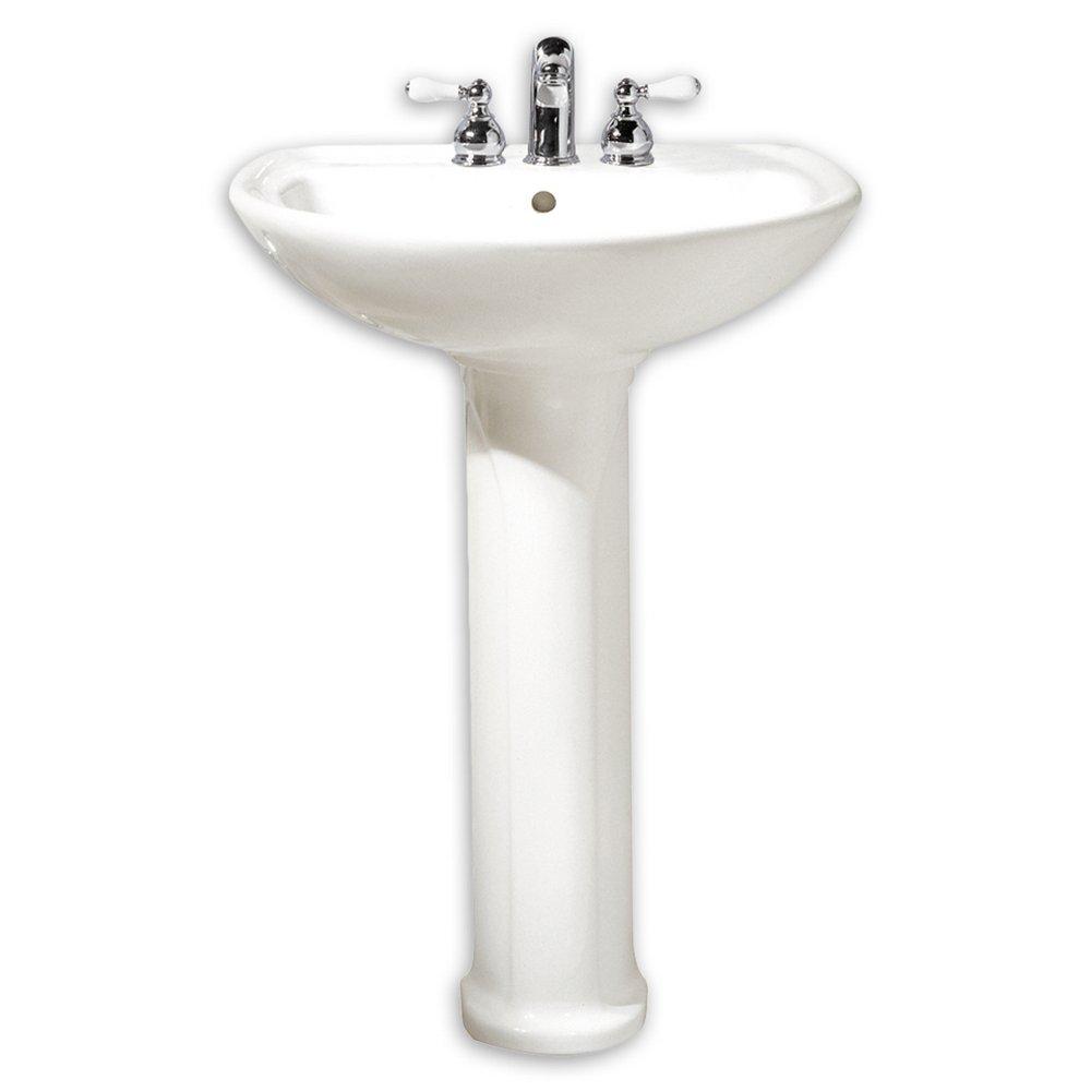 American Standard White 1-Hole Pedestal Bathroom Sink with Center Drain 