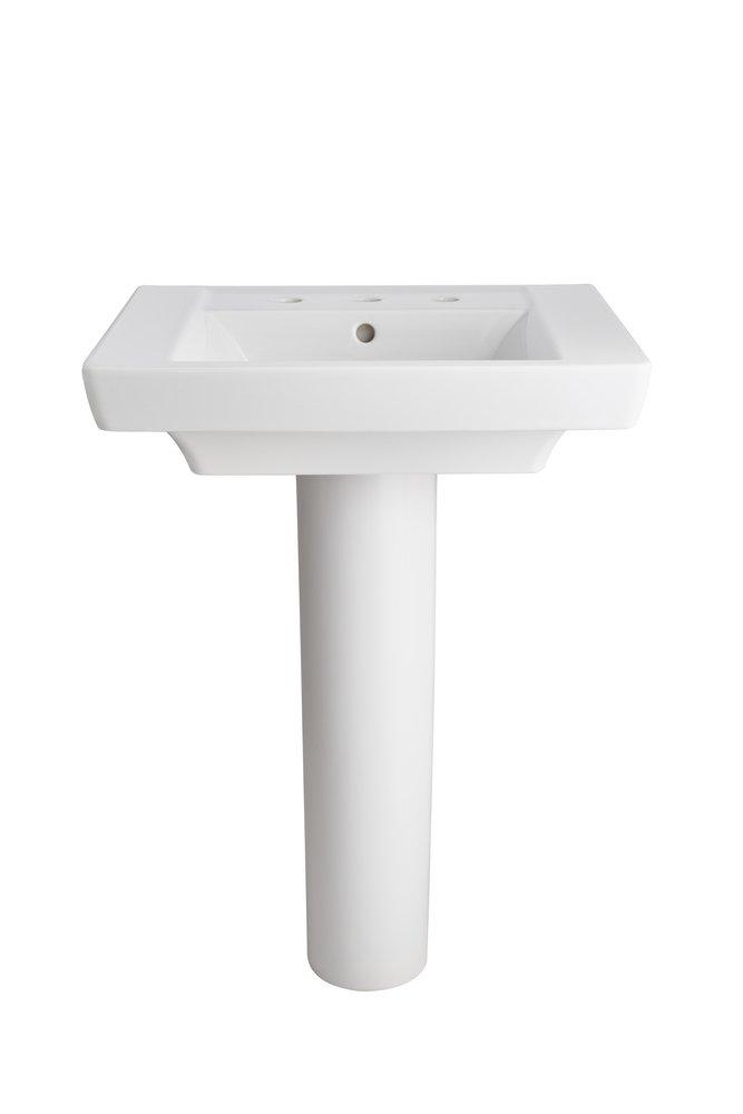 24 x 19 in Rectangular Pedestal Bathroom Sink in White 