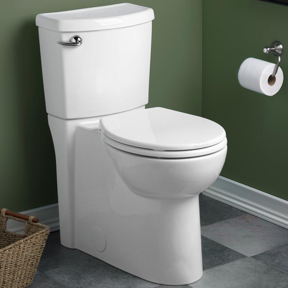 American Standard White 1.28 gpf Floor Mount Concealed Trapway Two Piece Round Bowl Closed Front Toilet 