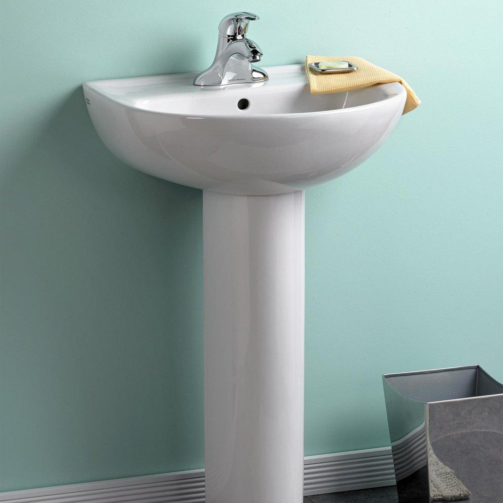 22 x 17 in. Oval Pedestal Sink with Base White 