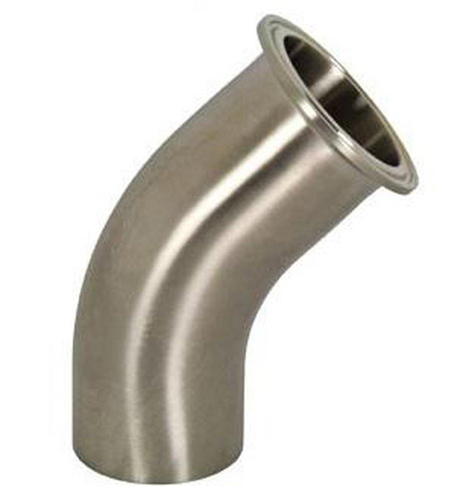Clamp x Butt Weld 304 Stainless Steel Long 45 Degree Elbow 