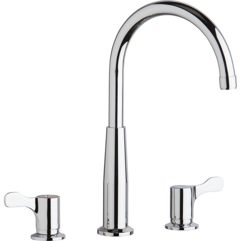 Elkay Polished Chrome Two Handle Lever Deck Mount Food Service Faucet 