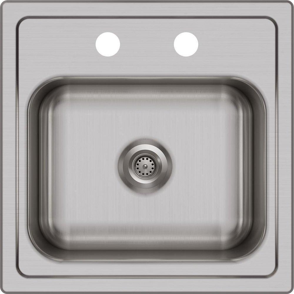 Dayton Elite Satin 15 x 15 in. 2 Hole Drop-in Stainless Steel Bar Sink 