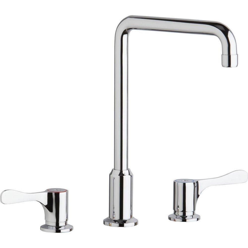 Elkay Polished Chrome Two Handle Lever Deck Mount Food Service Faucet 