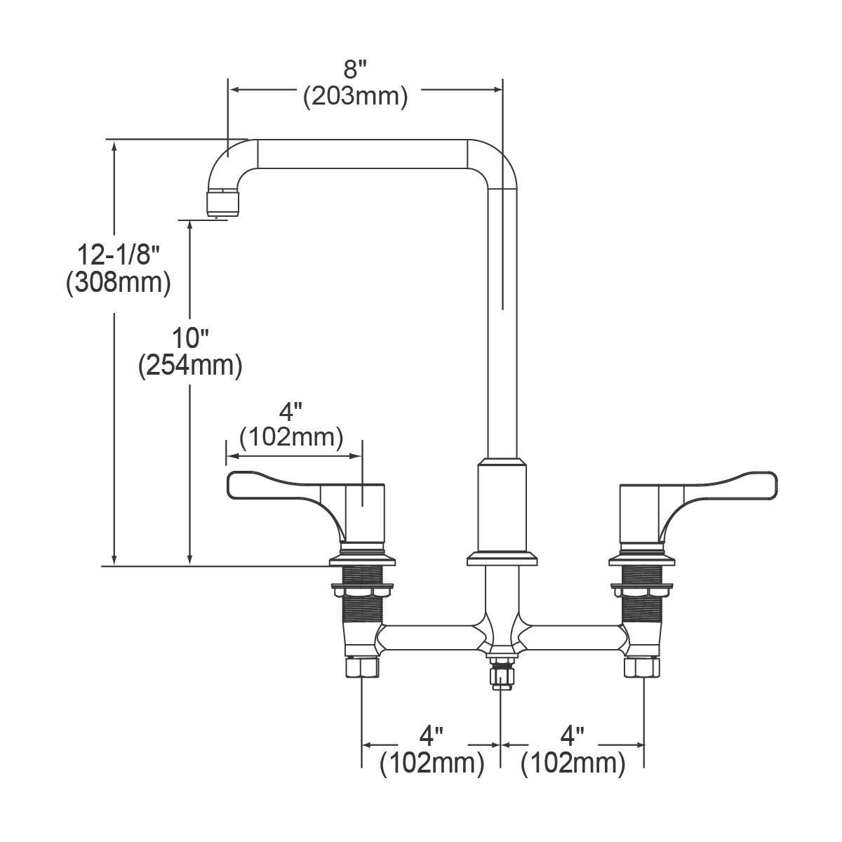 Elkay Polished Chrome Two Handle Lever Deck Mount Food Service Faucet 