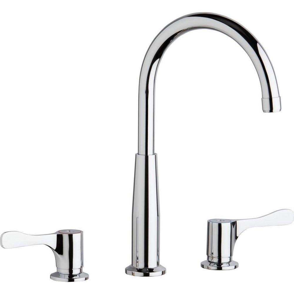 Elkay Polished Chrome Two Handle Lever Deck Mount Food Service Faucet 