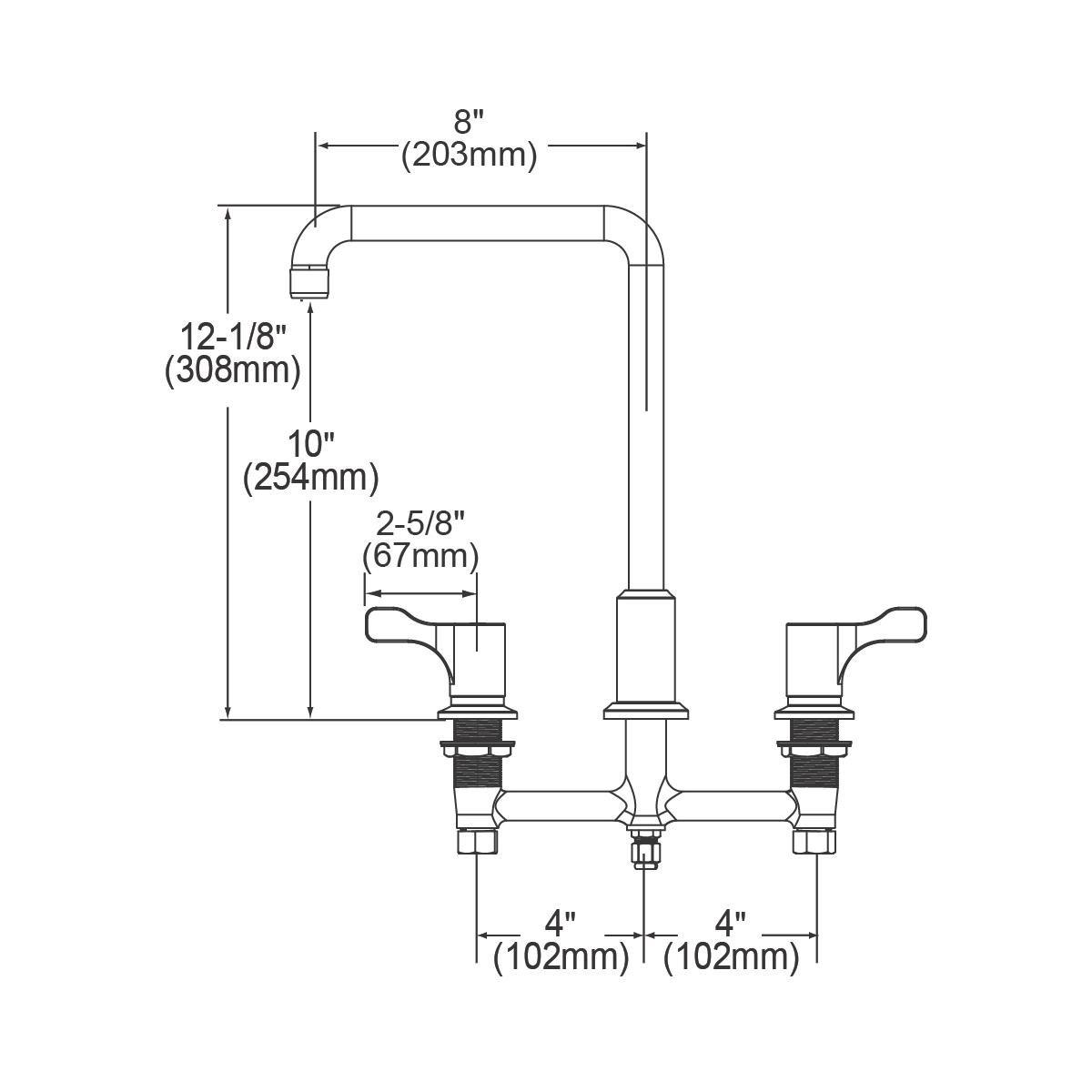 Elkay Polished Chrome Two Handle Lever Deck Mount Food Service Faucet 