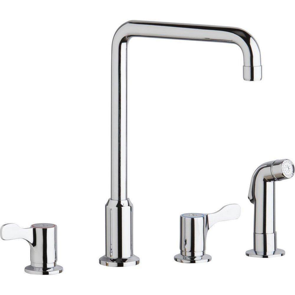 Elkay Polished Chrome Two Handle Lever Deck Mount Food Service Faucet 