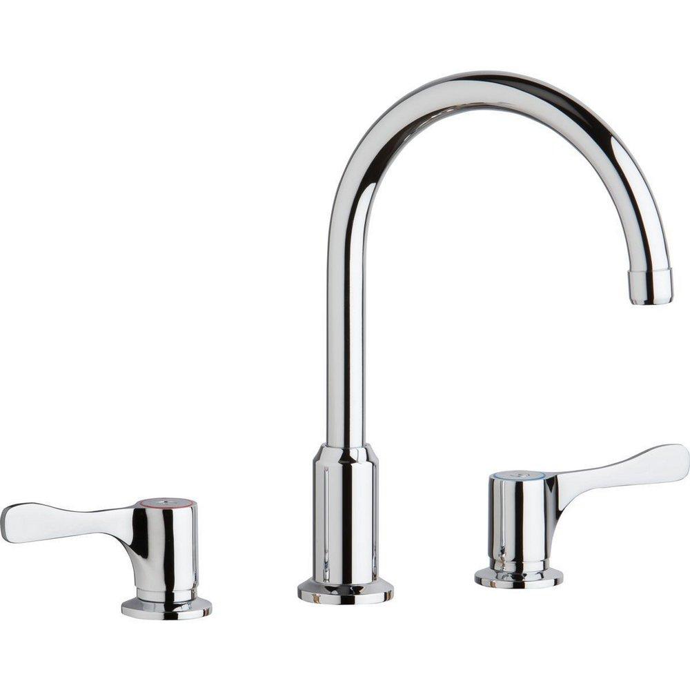 Elkay Polished Chrome Two Handle Lever Deck Mount Food Service Faucet 