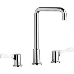 Two Handle Lever Deck Mount Food Service Faucet in Polished Chrome
