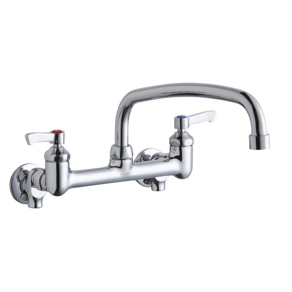 Elkay Chrome Wall Mount Faucet with Double Lever Handle 