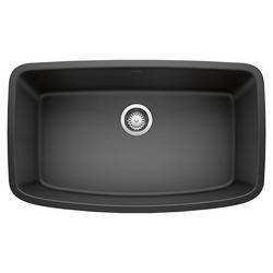 32 in. Undermount Silgranit Single Bowl Kitchen Sink in Anthracite