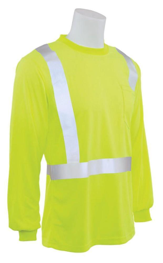 ERB Safety Hi-Viz Lime Long Sleeve Mesh Shirt in Hi-Viz Lime 