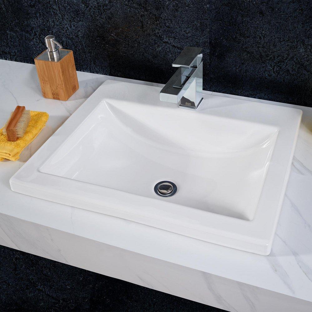 American Standard White Drop-in Bathroom Sink with Overflow 
