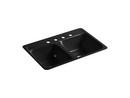 32 x 21 in. 4 Hole Cast Iron Double Bowl Drop-in Kitchen Sink in Black Black™