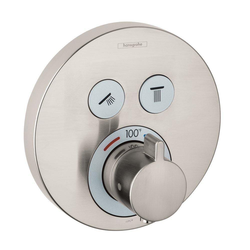 Hansgrohe Brushed Nickel 2-Function Round Thermostatic Trim 